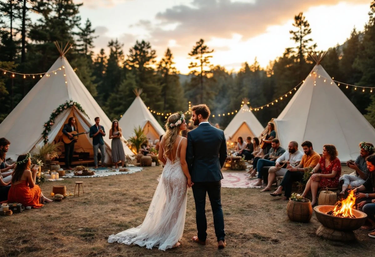 Mariages bohèmes sous tipis : une tendance qui séduit