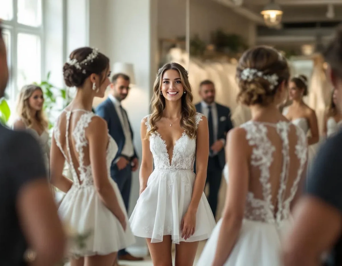 Choisir sa robe de mariée courte : l'art de sublimer sa silhouette